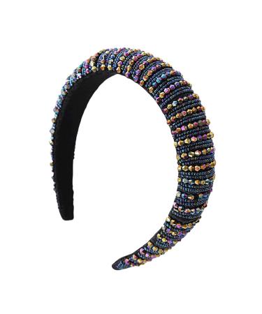 Scicent Headband 1 piece of crystal rhinestones wide hair bands diamond decorated hair tires party wedding headdress glitter thick padded for women and girls - 16415