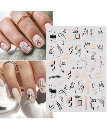 9 Sheets Rose Gold Nail Art Stickers - 3D Self-Adhesive Decals for Luxury Nail Decoration - Buy Online on GoSupps.com