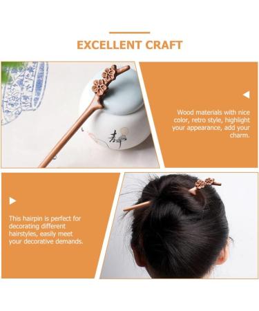 LALAFINA Peach Wood Hairpin Chinese Hair Accessories Hair Clips for Girls Flower Hair Accessories Bride Hair Stick Womens Hair Clips Metal Hair Pin Japanese-style Women's Headgear - Buy Online on GoSupps.com