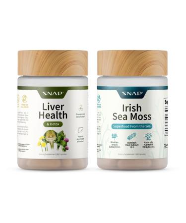 Snap Supplements Liver Health + Irish Sea Moss Bundle 60 Vegetarian Capsules Each