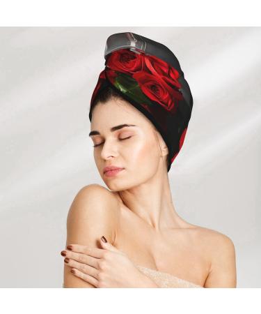 Hair Towel Wrap Quick Drying Hair Turban with Button in Red Wine Rose | International Shipping Available - Buy Online on GoSupps.com