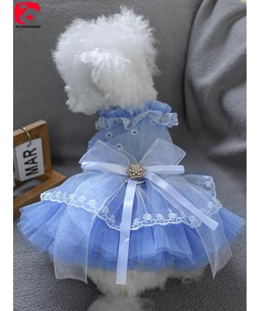 BT Bear Smally Disching Puppy Skirt & Tutu Dress for Small Dogs & Cats - Princess Bow Wedding Outfit (Size L Blue) - Buy Online on GoSupps.com