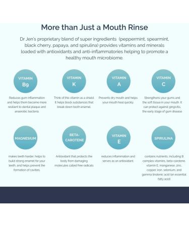 Dr Jen Prebiotic Mouth Rinse - Essential Oils, Dentist Created, Non-Toxic - Promote Healthy Gums (16 Fl Oz, Cool Mint) - Buy Online on GoSupps.com