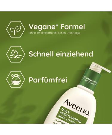 Aveeno Daily Moisturising Body Lotion 300ml | Perfume-Free Natural Skin Care with Soothing Oats | Vegan Formula for Normal & Sensitive Skin - Buy Online on GoSupps.com