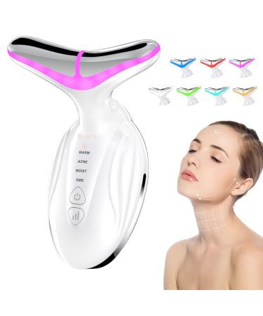 Face massage device electrical facial massage device anti-folds beauty device for face and neck with 4 modes 45 C EMS facial care device for skin tightening & lifting improvement tightening