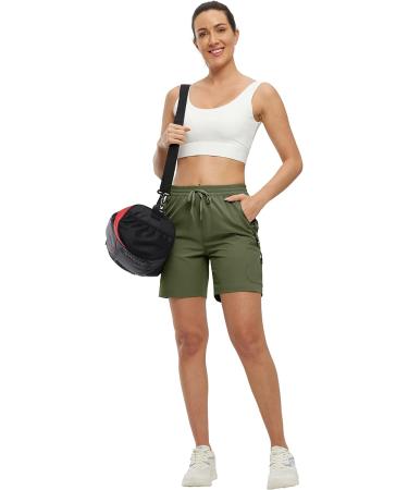BASUDAM Women's Quick Dry Athletic Shorts - Army Green, Medium - Buy Online on GoSupps.com