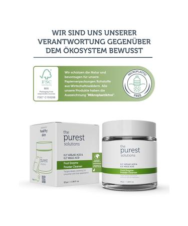 Purest Solutions Fruit Enzyme Powder Cleaning Gel | 0.2% Azelaic & Apple Acid - Vegan Pore Cleaning & Skin Regeneration for All Skin Types | Eco-Friendly (55g) - Buy Online on GoSupps.com