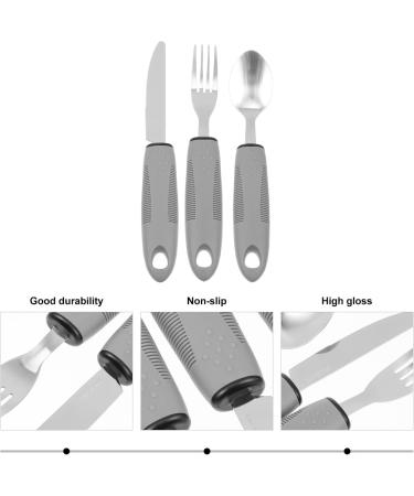 Adaptive Utensils Built up Fork Spoon Rocker Knife Easy Grip Silverware for Adults Elderly Weak Hand Patients Disabled Light Grey 3 Piece Set (Color : Light Grey) - Buy Online on GoSupps.com