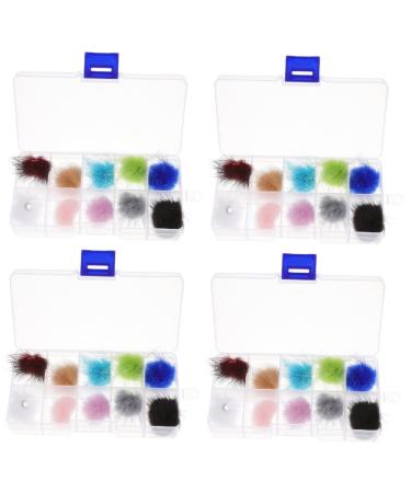 FRCOLOR 4 Boxes Nail Set Magnets Puff Nail Charms Nail Tech Must-Haves Nail Fluffy Balls Nail Pom Manicure Accessories Fluffy Nail Pendant Velvet Decorations Removable 3D