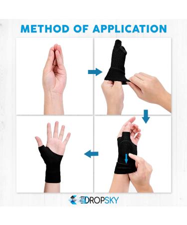 DropSky Gel Wrist Thumb Support Braces - Breathable Design for Carpal Tunnel & Arthritis Pain Relief - Fits Both Hands - Lightweight & Soft with Gel Pad (Black, 4pcs) - Buy Online on GoSupps.com