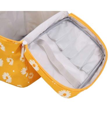 HoYoFo Large Orange Daisy Makeup Bag with Brush Holders for Women - Travel Cosmetic Bag - Buy Online on GoSupps.com