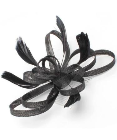 Topkids Accessories Fascinator Hair Slide Hair Comb Fascinators Wedding Hair Slides Wedding Fascinators Royal Ascot Fascinator On Clear Comb For Women Ladies Girls (Black)