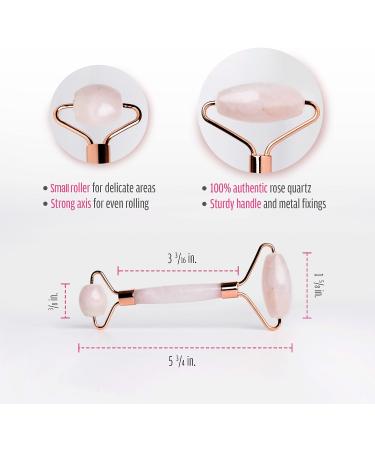 True Rose Beauty Rose Quartz Roller - Natural Facial Massage Tool for Skin Care - Reduce Dark Circles and Puffiness - 100% Authentic Crystal - Buy Online on GoSupps.com