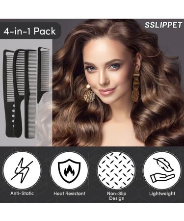SLIPPET 4-Piece Hair Comb Styling Set for Men and Women - Fine & Wide Tooth, Rat Tail, Cutting, Parting Comb - Anti-Static Combs for Dry/Wet, Fine/Curly Hair - Buy Online on GoSupps.com