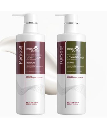 Karseell MACA CARE SYSTEM Shampooing Hydratant + Apr s-Shampooing R parateur Nourrissant Cheveux Secs Ab m s Teints Anti-Frisottis Argan Maca Brillance Douceur Nutrition Sans Sulfates Ni Parab nes