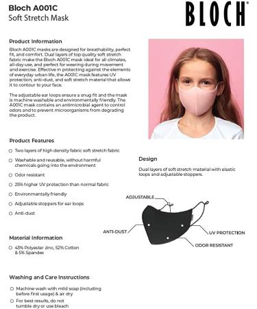 Bloch Soft Stretch Reusable Kids Face Mask (Pack of 3) - Black, 3 Count - Buy Online on GoSupps.com