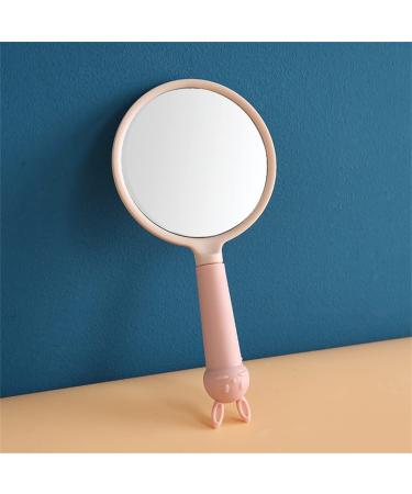 WALNUTA Cartoon Bunny Ear Handheld Vanity Mirror Makeup Mirror Beauty Salon Makeup Vanity Hand Mirror Handle (Color : Pink)