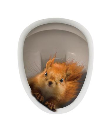 3D Toilet Seat Stickers Decals Funny Stickers Squirrel Toilet Lid Decal Removable Wall Art Sticker Waterproof Peel & Stick Wall Decals Decor for Bathroom Washroom Fridge Door Squirrel Toilet Sticker*2pcs