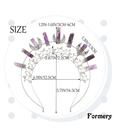 Formery Star Mary Halo Crown Headband - Silver Crescent Moon Amethyst Purple Crystal Goddess Headpiece for Women - Buy Online on GoSupps.com