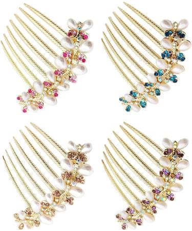 Hair Combs Slides Hair Comb Clips for Women Hair Piece Pins with Pearl Rhinestones Hair Accessory - Buy Online on GoSupps.com