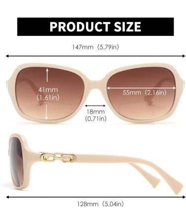 Buy JM Classic Bifocal Reading Sunglasses for Women - Vintage UV Protection Reading Glasses in Beige 4.0x | International Shipping - Buy Online on GoSupps.com
