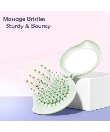 Arthaxi Mini Hair Brush with Mirror - Portable Travel Size Folding Hairbrush in Green - Buy Online on GoSupps.com