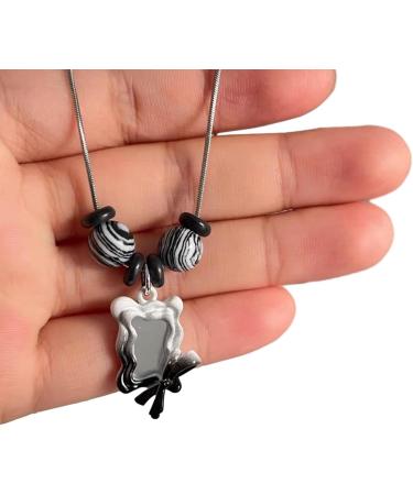 Shop OralGos Unique Black/White Gradient Bowknot Pendant Necklace for Women - Stylish Alloy & Plastic Jewelry | Free International Shipping - Buy Online on GoSupps.com