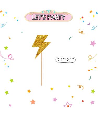 ROSTYAKZ 24pcs Lightning Cupcake Toppers for Baby Shower Lightning Sign Cupcake Toppers Gold Glitter Lightning Cake Decoration for Baby 1st Birthday Party Supplies - Buy Online on GoSupps.com