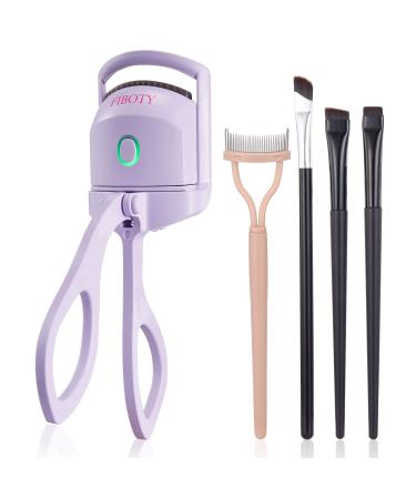 FIBOTY Heated Eyelash Curlers Eyelash Curlers with Comb and Eyeliner Brushes  Heated Lash Curler 3 Heating Modes for Natural Curling (Purple)