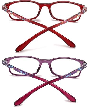 Shop Women's Blue Light Blocking Reading Glasses - Flexible Anti-Eyestrain Computer Readers - Full-Rim Red/Purple 2.5x - Buy Online on GoSupps.com