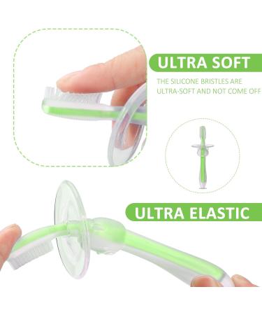 Silicone Infant Toothbrush | BPA-Free | Safe for 6-36 Months | Soft Bristles | Choke Protection | First Teeth Care | Toddler Suction Cup (Green) - Buy Online on GoSupps.com
