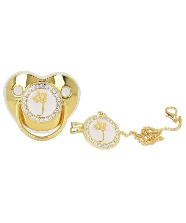 Stylish Toddler Pacifier - Portable Silicone with Golden 'J' Letter & Rhinestones - Safe & Exquisite - Buy Online on GoSupps.com