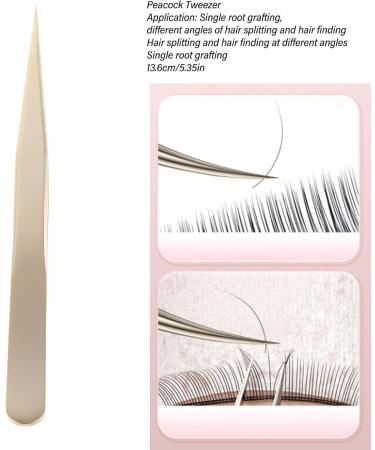 High-Tough Stainless Steel Curved Eyelash Tweezers | Durable Antistatic Volume Tweezers for Eyelash Extensions | 13.6 cm Peacock Eyelash Tweezers for At-Home Use - Buy Online on GoSupps.com