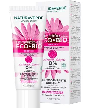 Naturaverde | BIO - ECO BIO Sensitive Toothpaste with Echinacea and Indian Fig Extract for Sensitive Teeth and Gums 0% Fluoride 6 x 75 ml - Buy Online on GoSupps.com