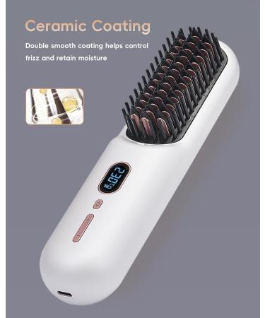 Portable Cordless Hair Straightener Brush | Mini Hot Comb for Women | 60 Mins Battery Life | USB C Rechargeable | Anti-Scald & Ion Smoothing | Lightweight Travel Essential - Buy Online on GoSupps.com