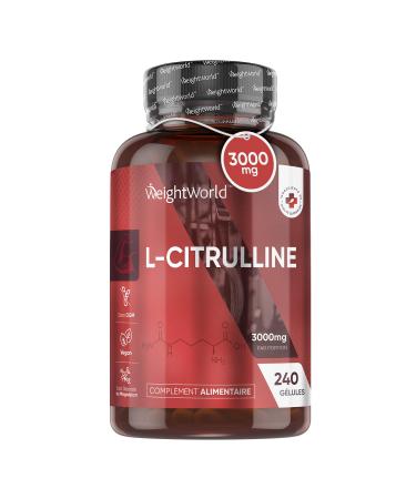 L Citrulline Preworkout 3000 mg – Alternative Citrulline Powder – 240 Vegan Capsules – Amino Acid Bodybuilding – Ideal for Sports, Active Routine, Sport Training – Magnesium Stearate Free