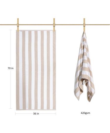 LULUHOME Plush Oversized Beach Towel - 36 x 70 Inch Fluffy Cotton Chiffon Striped Pool Towel for Adults - Large Summer Cabana Swimming Towel - Buy Online on GoSupps.com