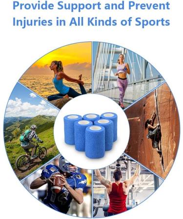 Cojj 12 pcs Self-Adhering Cohesive Bandage - 10cm x 4.5m Waterproof Elastic Tape for Wounds & Animal Care (Blue) - Buy Online on GoSupps.com