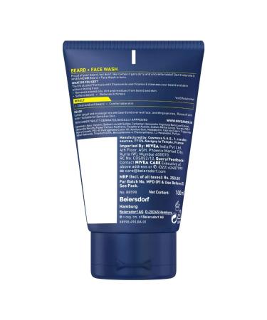 NIVEA Men Beard and Face Wash 100ml - Chamomile | Refreshing Cleanser for Beards & Face - Buy Online Internationally - Buy Online on GoSupps.com