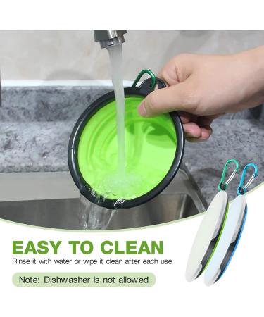Buy XL Green Blue Foldable Travel Dog Bowls - 2 Pack with Lids & Hooks | Portable Silicone Feeding Bowls for Dogs & Cats - Perfect for Hiking & Camping - Buy Online on GoSupps.com