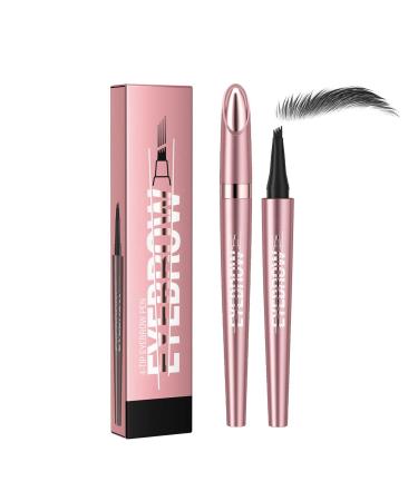 Magic Eyebrow Pencil 3d Microblading Eyebrow Pen Smudge Proof Liquid Eyebrow Pencil Waterproof Eyebrow Pen With 4 Fork Tip Lasting Eyebrow Makeup For Natural Looking Brows(Black)