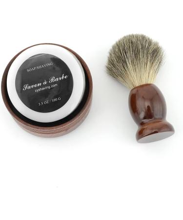 Pure Badger Hair Shaving Brush with Natural Wood Mug and Hand-Made Soap - Barber Set - Buy Online on GoSupps.com