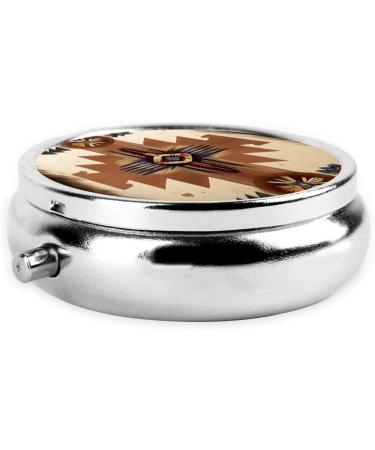 Mini Travel Metal Pill Box - 2.0x2.0x0.7 in Native American Patterns - Perfect Organizer for Purse & Pocket | International Shipping Available - Buy Online on GoSupps.com
