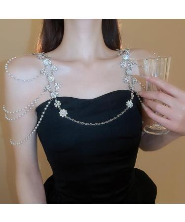 Wiwpar Silver Rhinestone Tassel Snowflake Flower Body Chain | Layered Bikini Harness & Wedding Party Accessories for Women - Buy Online on GoSupps.com