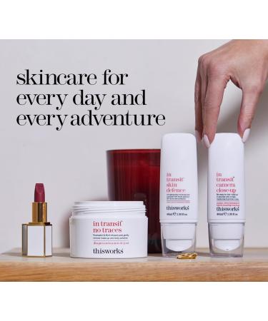 This Works In Transit Skin Defence 40 ml - SPF Face Moisturiser with Hyaluronic Acid Vitamin E and Antioxidants - Anti-Aging Daily Face Sunscreen with SPF 30 for Broad-Spectrum UVA/UVB Protection New In-Transit Skin Defence - Buy Online on GoSupps.com