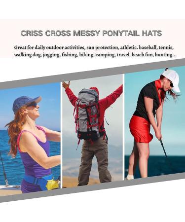 Criss Cross Ponytail Hat - Distressed Mesh Womens Baseball Cap Dad Hat in Sgx-black - Buy Online on GoSupps.com