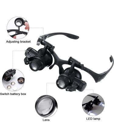 Mlogiroa Head Mounted Magnifier with LED Light | 8 Interchangeable Lens | 2.5X-25X Magnification for Close Work, Electronics, Crafts, Jewelry Repair - Buy Online on GoSupps.com