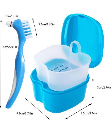 Portable Prosthesis Brush Set - Travel-Friendly Cleaner & Storage Box for Braces & Dentures (Blue) - Buy Online on GoSupps.com