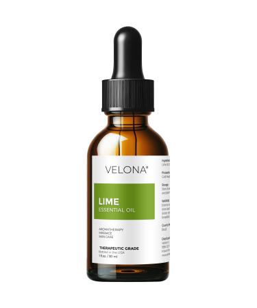 Lime Essential Oil by Velona - 1 Fl Oz | Therapeutic Grade 100% | for Aromatherapy Diffuser Massage Skincare Haircare Soapmaking | Undiluted and Multipurpose