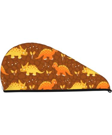 Dinosaurs & Leaves Microfiber Hair Towel | Super Absorbent Coral Velvet Wrap for Women - Perfect for Long Curly & Thick Hair - Buy Online on GoSupps.com